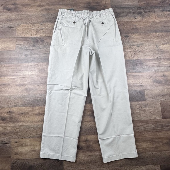 NEW LL Bean Mens Double L Chino Pants Flat Front 36x30 Tan Khaki - Picture 3 of 10